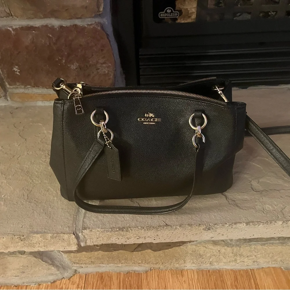 Coach Black Leather Christie Carryall Bag EUC - Picture 2 of 12